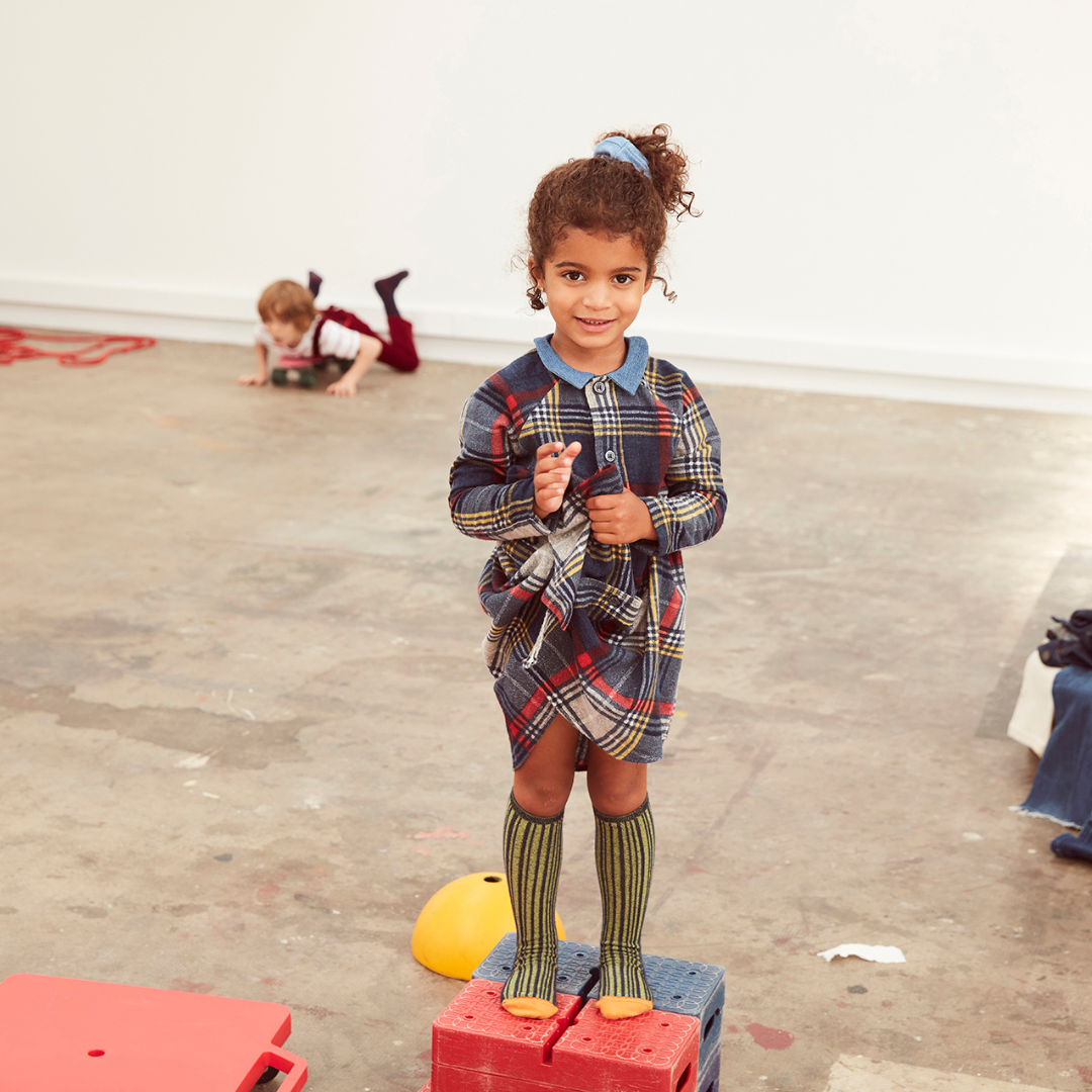 Robe Jane Carreaux Navy 4 ans