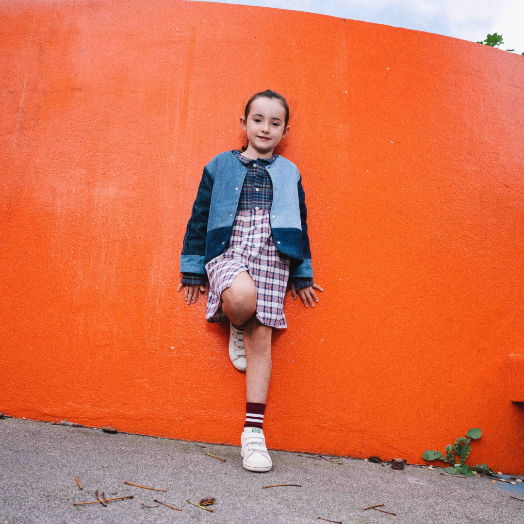 Robe Jane Carreaux Jaune Navy 6 ans