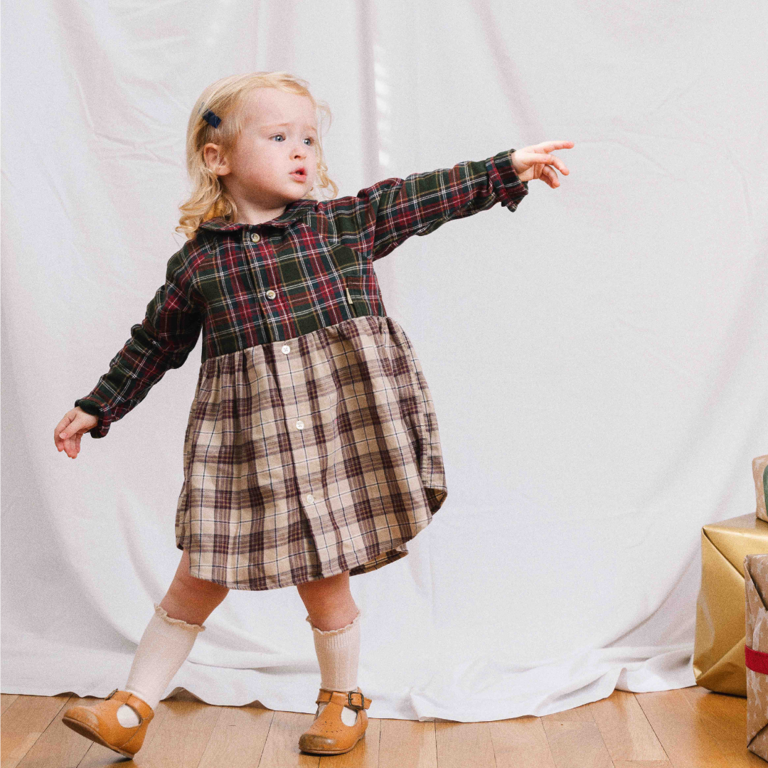 Robe Jane Carreaux Rouille 6 ans