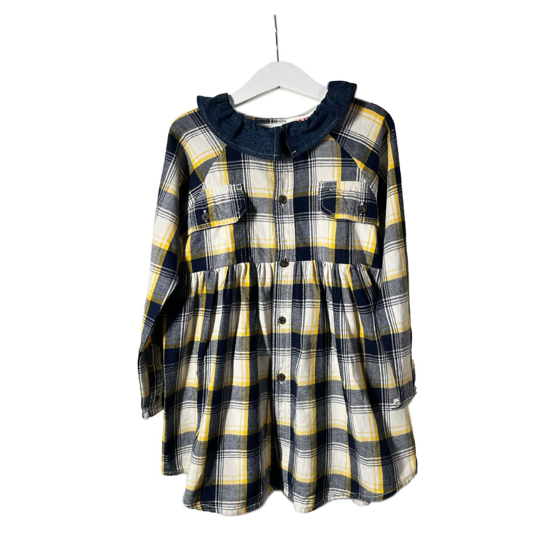 Robe Jane Carreaux Jaune Navy 6 ans