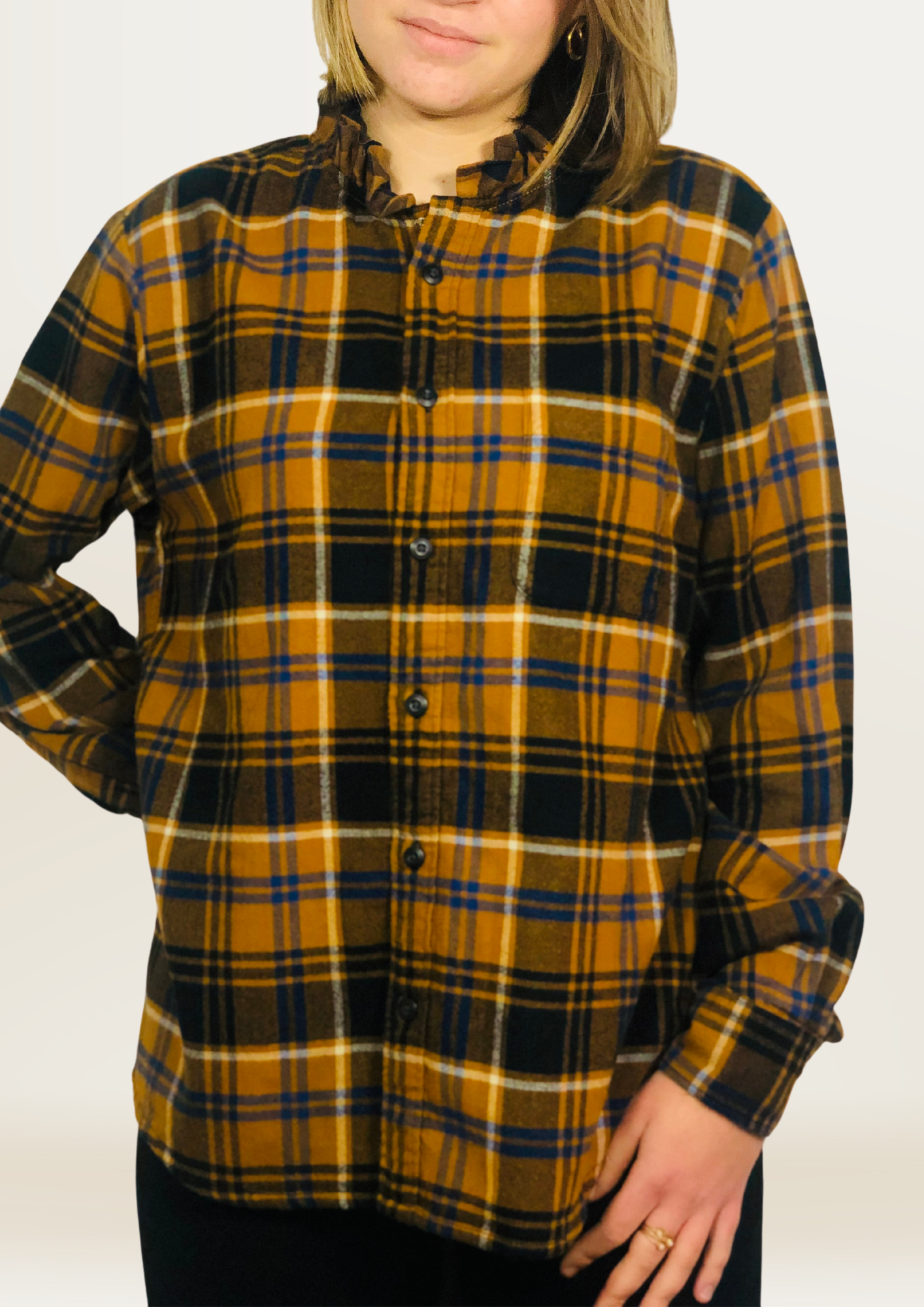 Blouse Mini Folk Tartan Jaune Orangé