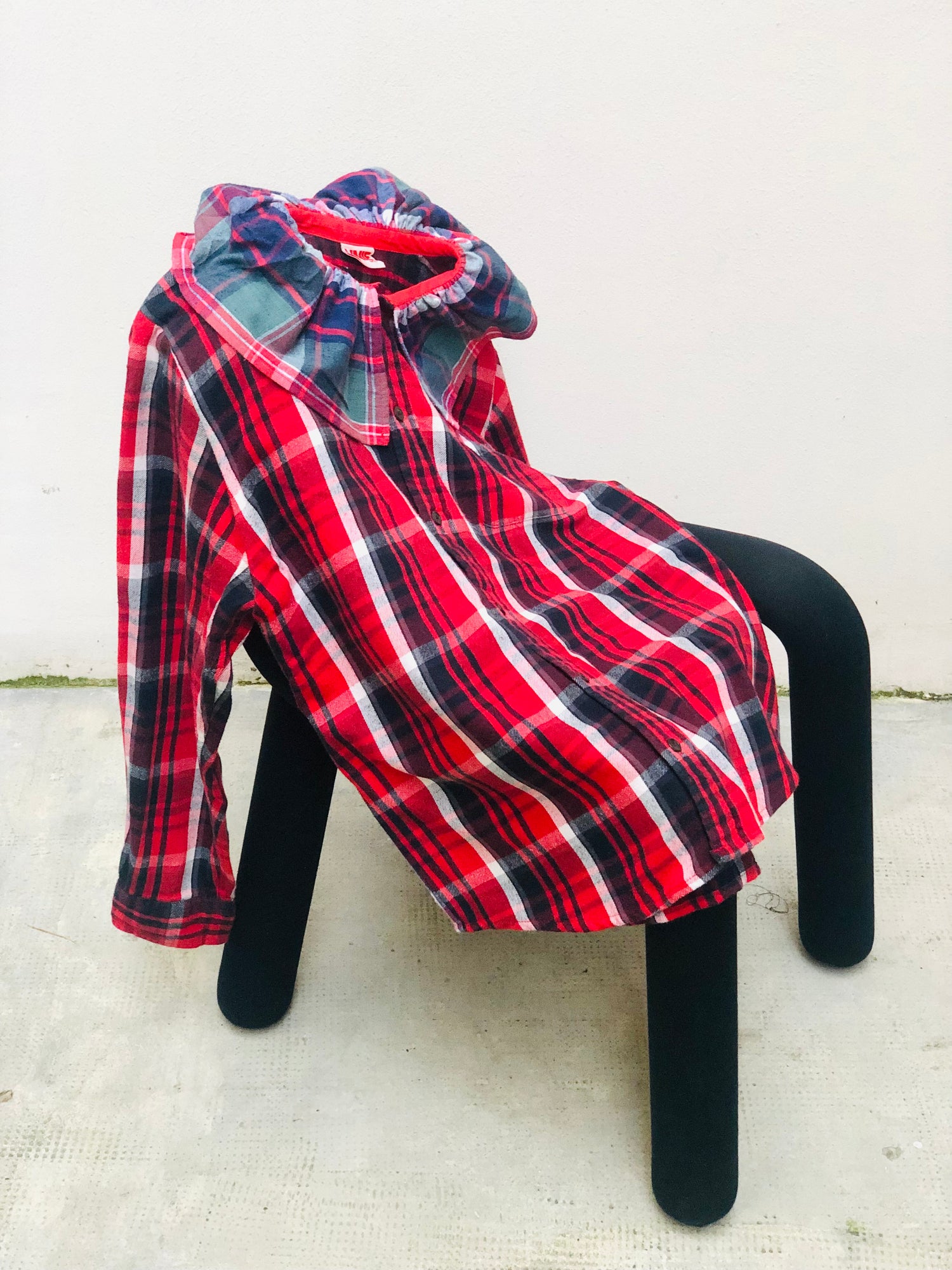 Blouse Folk Tartan Rouge