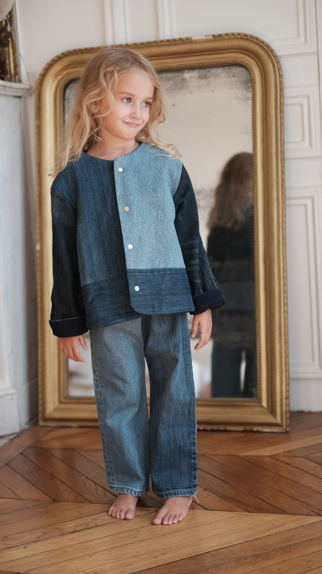 Veste Eden patchwork jean-sweat 4 ans